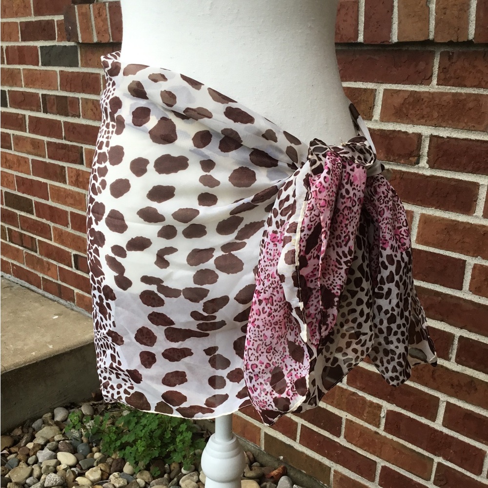 Sheer Animal Print Swim Coverup Lightweight Summer Scarf Wrap
